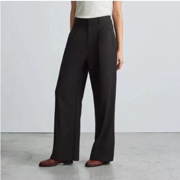 Everlane Women’s 2 S Way High Drape Pant Black Wide Leg Relax Fit Minimalist New - Picture 1 of 11